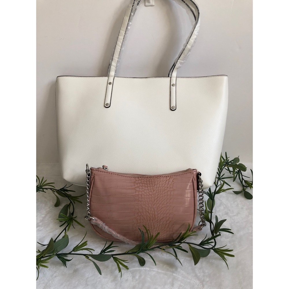 INC International Concepts Zoiey 2-1 Tote, White & Pink, New Without Tags - Picture 2 of 7